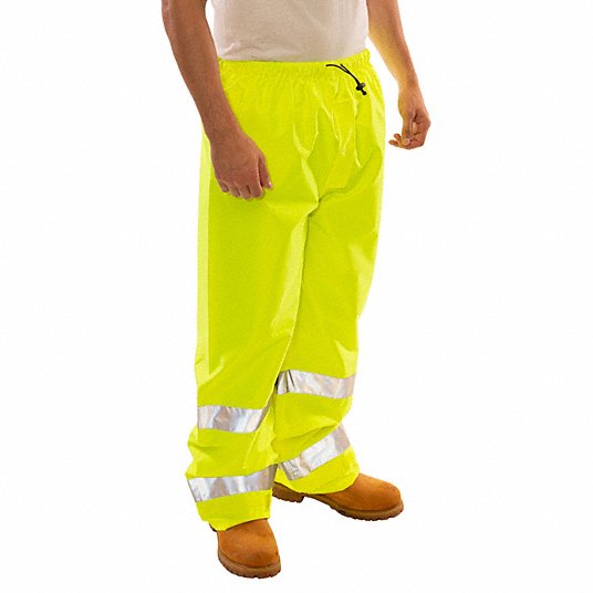 بنطال مطر عالي الوضوح مقاس 3XL 54 إنش × 32 إنش أخضر/أصفر