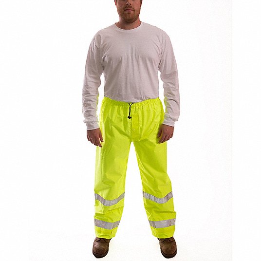 بنطال مطر عالي الوضوح مقاس 3XL 54 إنش × 32 إنش أخضر/أصفر