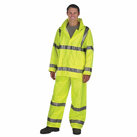 بنطال مطر عالي الوضوح مقاس 3XL 54 إنش × 32 إنش أخضر/أصفر